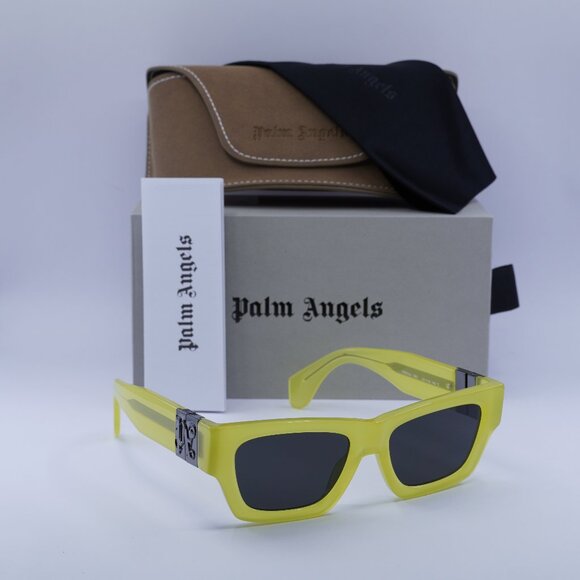 Palm Angels PERI10J MAGNOLIA 1807 Rectangle Sunglasses - Yellow/Dark Grey - Picture 1 of 9